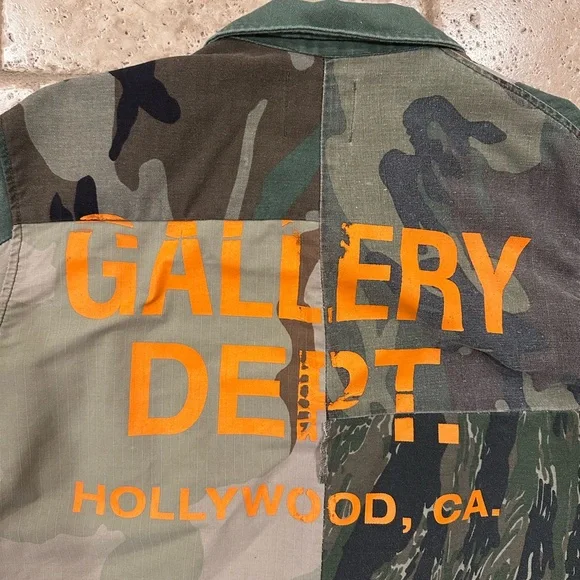 Gallery Dept Camo Print Patchwork Twill Button Up Shirt Jacket